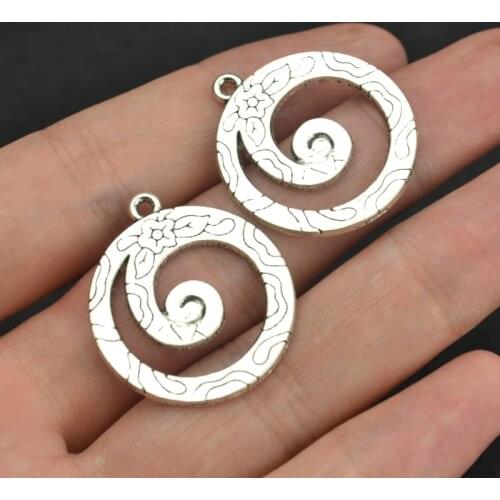 10 pcs free shipping Retro silver color charms diy metal ring pendant for necklace&bracelets jewelry making 29*26 mm B116