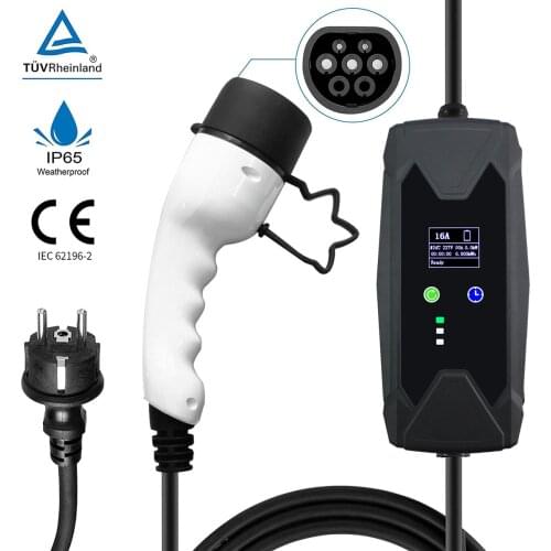 16A 32A Mode Level 2 AC Ev Charger 7KW 11KW EVSE Portable Ev Charger Electric Vehicle Car Charger Type 2 IEC62196 Type 1 J1772