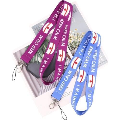 24pcs/lot MD927 DMLSKY Keep Calm i'm a Nuse Lanyard for Neck Strap Lanyard Card Badge Holder Keychain Doctor Nurse Accessories