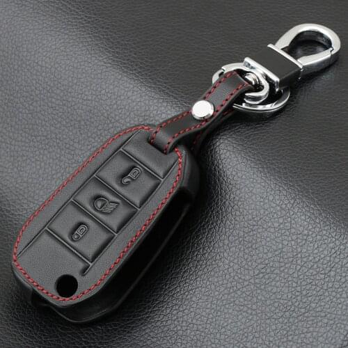 3 Button Leather Car Remote Key Fob Shell Cover Case For Peugeot 3008 208 308 508 408 2008 307 4008 Skin Holder 2016 2017 2018