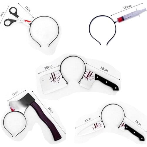 5pcs mixed Horror Halloween Headband Scary Knife axe headband for Halloween party decorations head decors zombie cosplay Props