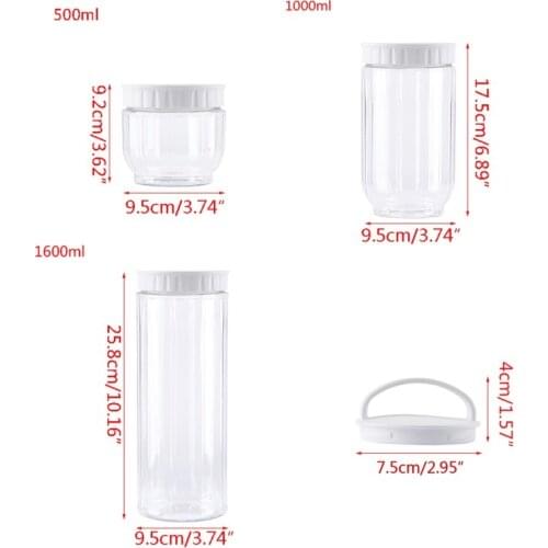 55KF Kitchen Transparent Food Storage Container With Lids Sealing Pot Cereal Grain Bean Rice Sealed Plastic Milk Powder Jar