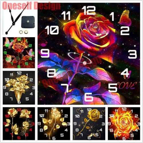 5d diamond painting full square with clock flower 5d diamond embroidery full set with clock diamond mosaic sale flower