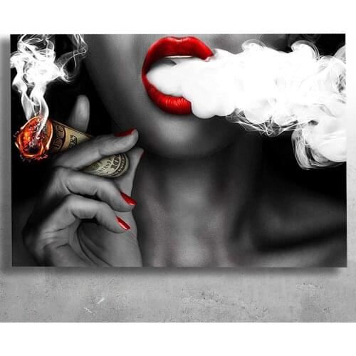 Abstract Posters Graffiti Sexy Smoking Girl Canvas Painting Wall Art Prints Wall Picture For Living Room Home Wall Cuadros Decor