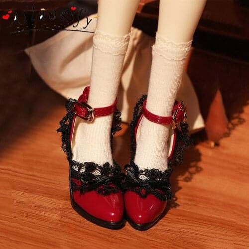 AIIaosify BJD 1/3 female doll shoes sd flat feet high heel feet cd buckle lace shoes