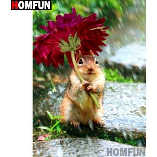 HOMFUN Full Square/Round Drill 5D DIY Diamond Painting "Flower rabbit" Embroidery Cross Stitch 5D Home Decor Gift A14347