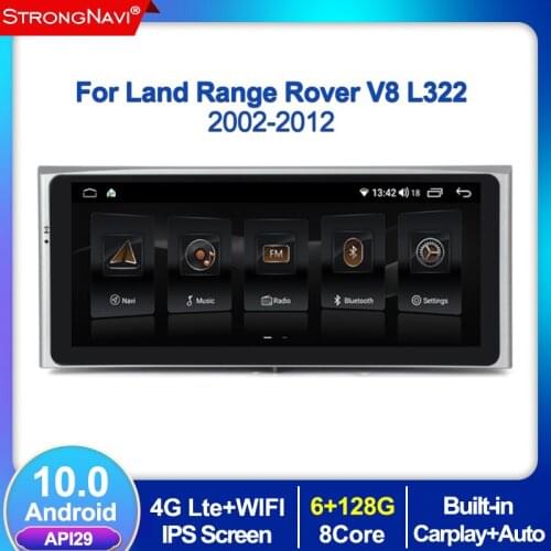 6+128G Android 10 Car Intelligent Multimedia Player For Land Rover Range Rover 2002-2012 Vogue V8 L322 Radio Stereo GPS 4G Lte
