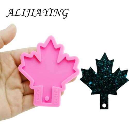 Shiny keychain Maple leaf Leaves shape key ring decoration silicone mold for DIY epoxy resin DY0155
