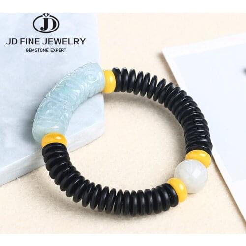 JD Natural Myanmar Emerald Coconut Shell Olive Nut Tibetan Buddhism Mala Beads Bracelet Unisex Prayer & Yoga Meditation Jewelry