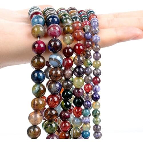 Natural Stone Beads Frosted Tourmaline Sardonyx Agate Round Loose Spacer Beads for Jewelry Making DIY Bracelet Necklace 6/8/10MM