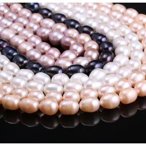 Natural Freshwater Pearl Beads For DIY Jewelry Making Necklaces Bracelets Earrings White/Purple/Black/Pink Rice 10-11mm 36CM
