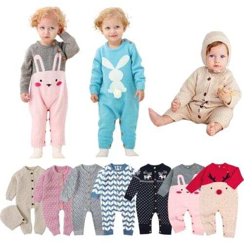 0-24M Baby Boys Girls Romper Cute Cartoon Outfit Jumpsuit knit Newborn Kids Clothing Outfit Infant Boys Girls Clothes Costume