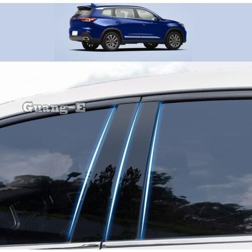 For Chery Tiggo 8 2017-2021 Car PC Material Pillar Post Cover Door Trim Window Piano Black Molding Sticker Plate 8pcs