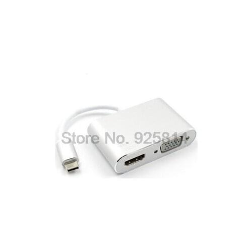 By dhl or ems 20pcs New USB Type-c to HDMI 4K VGA USB C HDMI VGA Adapter for MacBook Pro ChromeBook Huawei Mate 10 Samsung