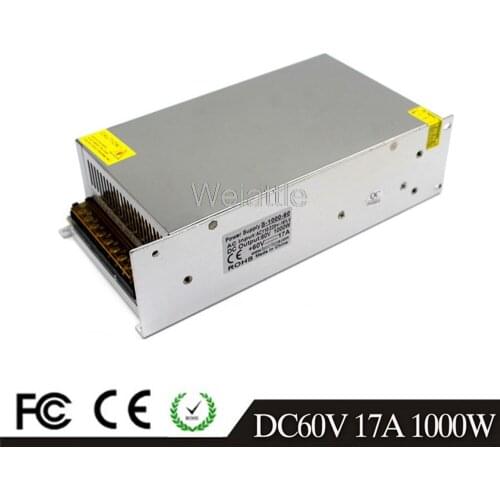 17A 1000W LED Light Belt Driver Switching Power Supply 110/220VAC-DC60V Constant Voltage Transformer Monitoring CCTV CNC Motor