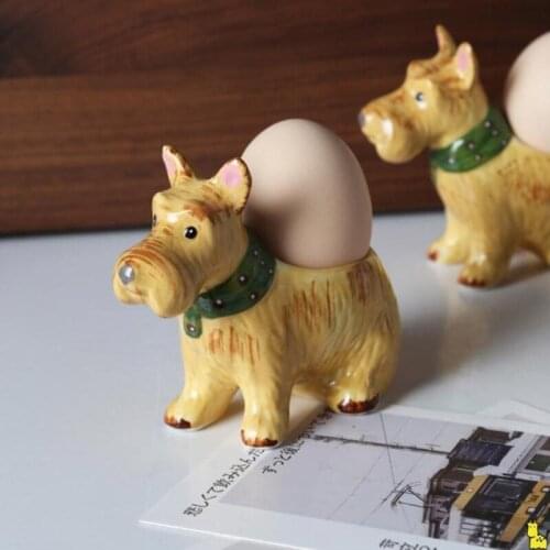 Creative Puppy Egg Cup Cute Dog Shape Ceramic Egg Rack Cup Porcelain Boiled Egg Holder Tray Kitchen Stuff Utensil Gadget