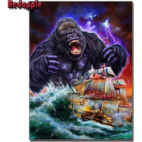 Chimpanzee diy embroidery diamonds round lightning, ocean,sailboat diamond painting 5d cross stitch full square drill home decor