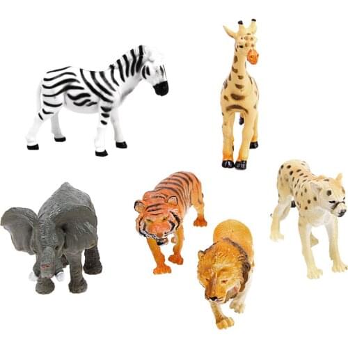 Set of 6pcs Plastic Wild Animals Model Zoo Collectibles Kids Educational Toys