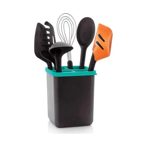 Tupperware Kitchen Supplies Set, Mini Bucket, Silicone Spatula, Wire Whisk, Multi-Purpose Spoon, multi-Purpose Tongs