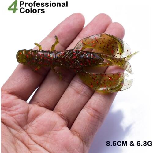 4pcs 8.0cm Soft Lures Shrimp Silicone Crankbait Fishing Lures Set 6.3g Wobblers Artificial Lures Fishing Worm Silicone Bass