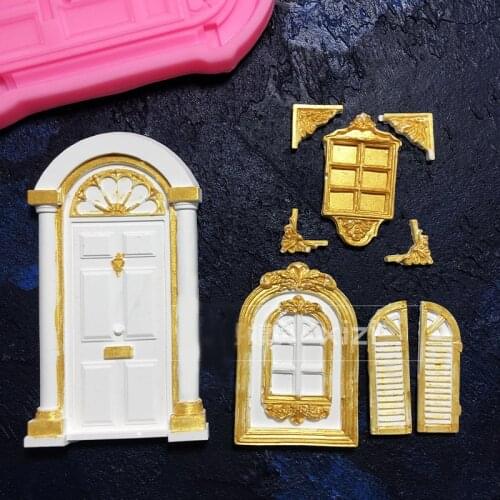 New Court Fondant European-Style Castle Doors and Windows Silicone Mold Chocolate Fairy Tale Door Cake Decoration Mold