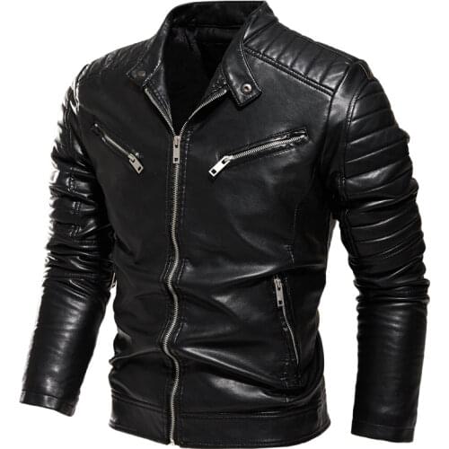 2021 Autumn New Chest Zipper Decoration Płaszcze Ze Sztucznej Skó High Quality Moto Jacket Men