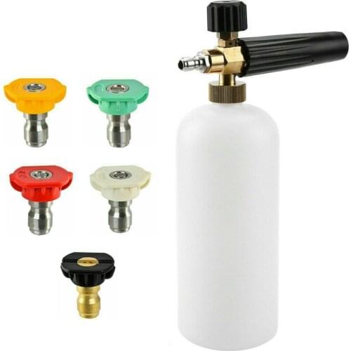 Snow Foam Lance Auto Pressure Washer Jet Quick Release Foam Sprayer with 1/4'' Inch Quick Connector & 5 Washer Nozzle Tips