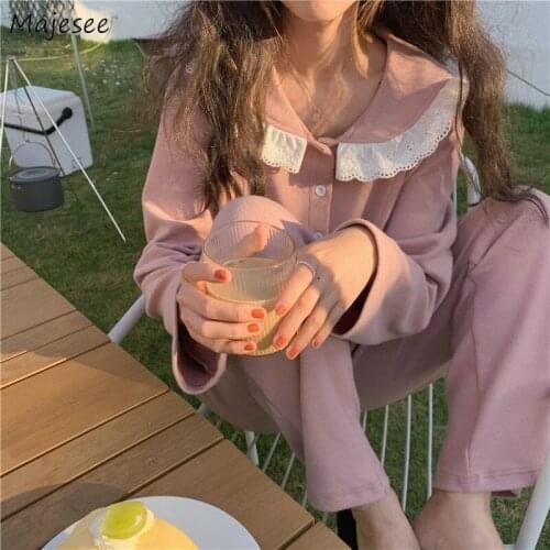 Pajama Sets Womens Autumn Simple Patchwork Girls Lounge Students Stylish Casual Comfortable Homewear Korean Style Female Design