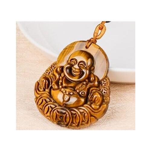 Genuine natural tiger eye stone Maitreya Buddha Pendant Charm tiger eye stone Avalokitesvara pendant collection