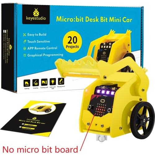 Keyestudio Micro:Bit V2 DeskBit Small Robot Smart Car for Microbit Robot STEM Programming Car Kit Makecode Graphical Programming