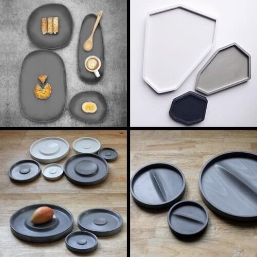 Concrete tray silicone mold cement fruit tray mold plaster art tray tea tray mold