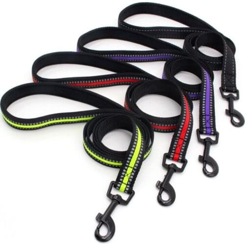 Dog Leash Reflective Soft Padded Mesh Ribbon Nylon Walking Training Dog Leads Stock Running Dog Pet Leash Pet Collar Accessories