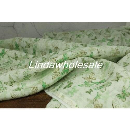 Small butterfly printing and dyeing fabric,Ramie printed cloth,quilting fabric,140cm*50cm/pcs