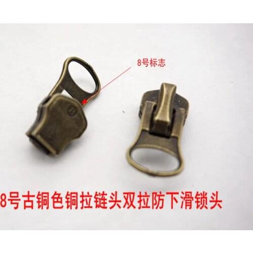 Rotation type 5pcs/lot outo lock 8# bronze color metal zipper sliders for outdoor coat jacket size large free shipping
