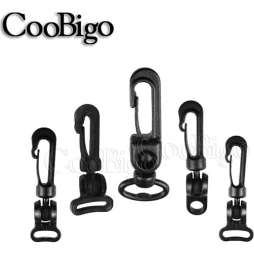 50pcs 5 Size For Pick Black Plastic Rotary Snap Hook Clips for Bags Backpack Hanging Outdoor Kits