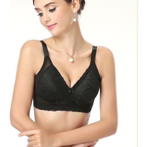 Push Up Bras For Women Sexy Big Size Bras Lingerie Deep V Brand Size 32 34 36 38 40 42 B C D E F G Cup Solid Black Lace Bra 3402