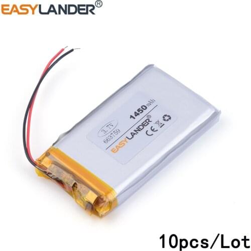10pcs/Lot 663759 1450mah 3.7v lithium Li ion polymer rechargeable battery For MP4 PSP GPS Digital Product andorid phone toys PDA