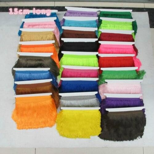 10Yard/Lot 15CM Long Lace Trim 25 Color Polyester Tassel Fringe Trimming For Diy Latin Dress Stage Clothes Accessories