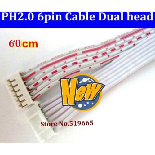 100pcs/lot JST PH2.0mm 2.0 terminals cable connector female wiring 6pin 60cm Dual Head connector on each end
