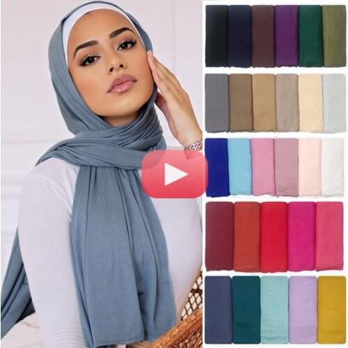 170x55cm Premium Muslim Jersey Hijab Scarf Foulard Femme Turban Hijabs Islamic Shawls Soild Cotton Headscarf For Women
