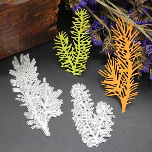2pcs Pine Branch Cutting Dies Stencil Scrapbooking Invitations Envelope Paper Card DIY Craft Decor Creative Paper Cutting Card