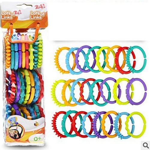 24 pieces / set of teeth rubber ring baby teether toy crib bed cart hanging rattle toy ornaments education gift doll