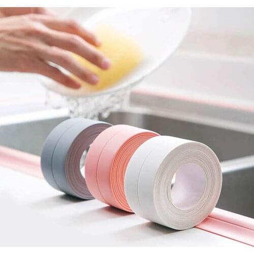 320cm Kitchen Waterproof Oilproof Sink Sticker Wash Basin Sealing Tape Sink Corner Line Sticker Adhesive PP Sealing Strip