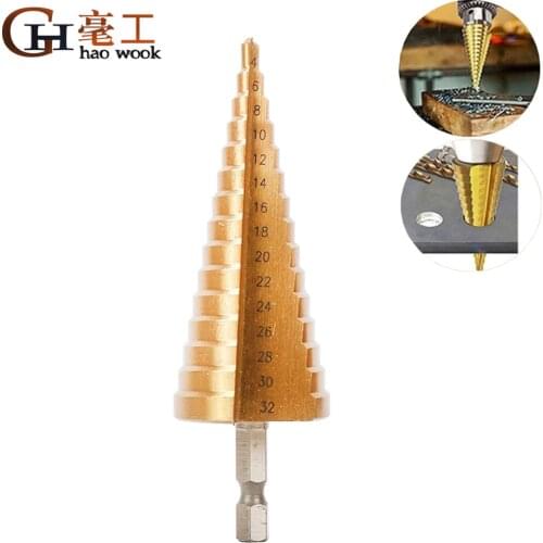 4-32MM HSS 4241 Hex Shank Tapered Titanium Step Stepped Cone Drill Bit Metal Hole Cutter Mini Drill Power Tools Accessories