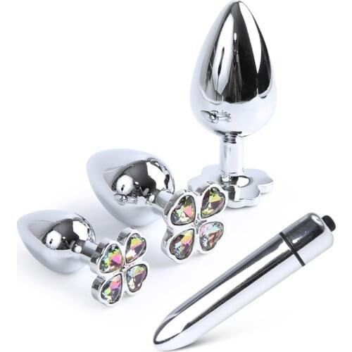 Four Leaf Clover Woman Anal Insert Erotic Massage Stainless Steel Butt Plug 10 Speeds Vibrating Anal Plug Anal Beads Sex Toys