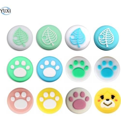 YuXi 4pcs Animal Crossing Cat Paw & Leaf Analog Thumb Grip for Nintend Switch / Lite Joy-con Stick Grip Case Joystick Caps