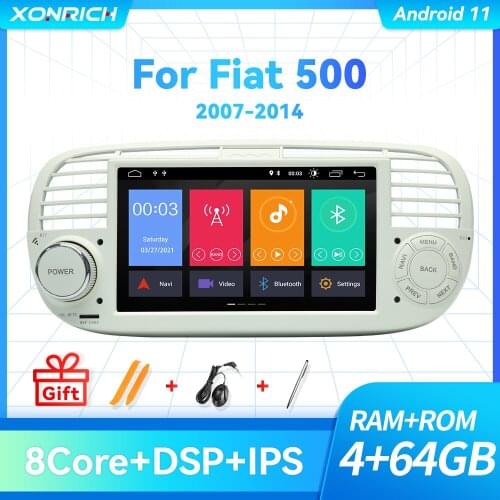 IPS DSP 4GB 64GB 1 Din Android 10 Car Radio DVD Player For FIAT 500 Multimedia GPS Navigation Stereo Audio Head unit 8 Core