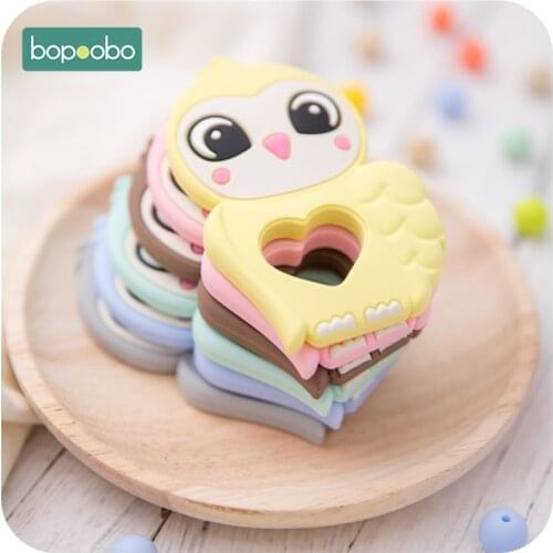 Bopoobo 5PCS Silicone Teether Teething Toys Glove Rodent Owl Teether Baby Toys Food Grade Silicone Beads Baby Teething