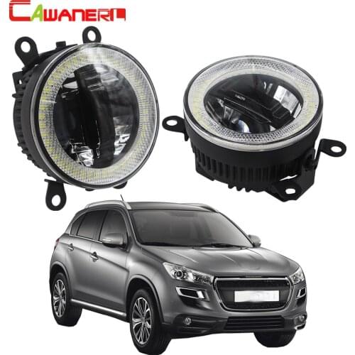 Cawanerl For 2012-2017 Peugeot 4008 Car LED Bulb Front Fog Light + Daytime Running Lamp DRL + Angel Eye 3000LM 12V Accessories