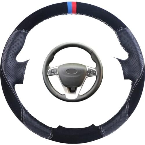 Custom Car Steering Wheel Cover For Lada Vesta 2015 2016 2017 2018 2019 Xray 2015-2019 Suede Leather Auto Steering Wheel Braid